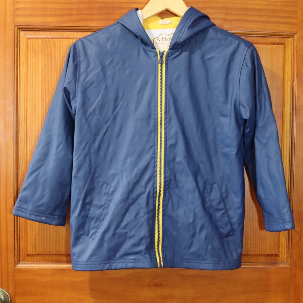 Hatley Blue Raincoat Fun Stripe Terry Cloth Lining 8